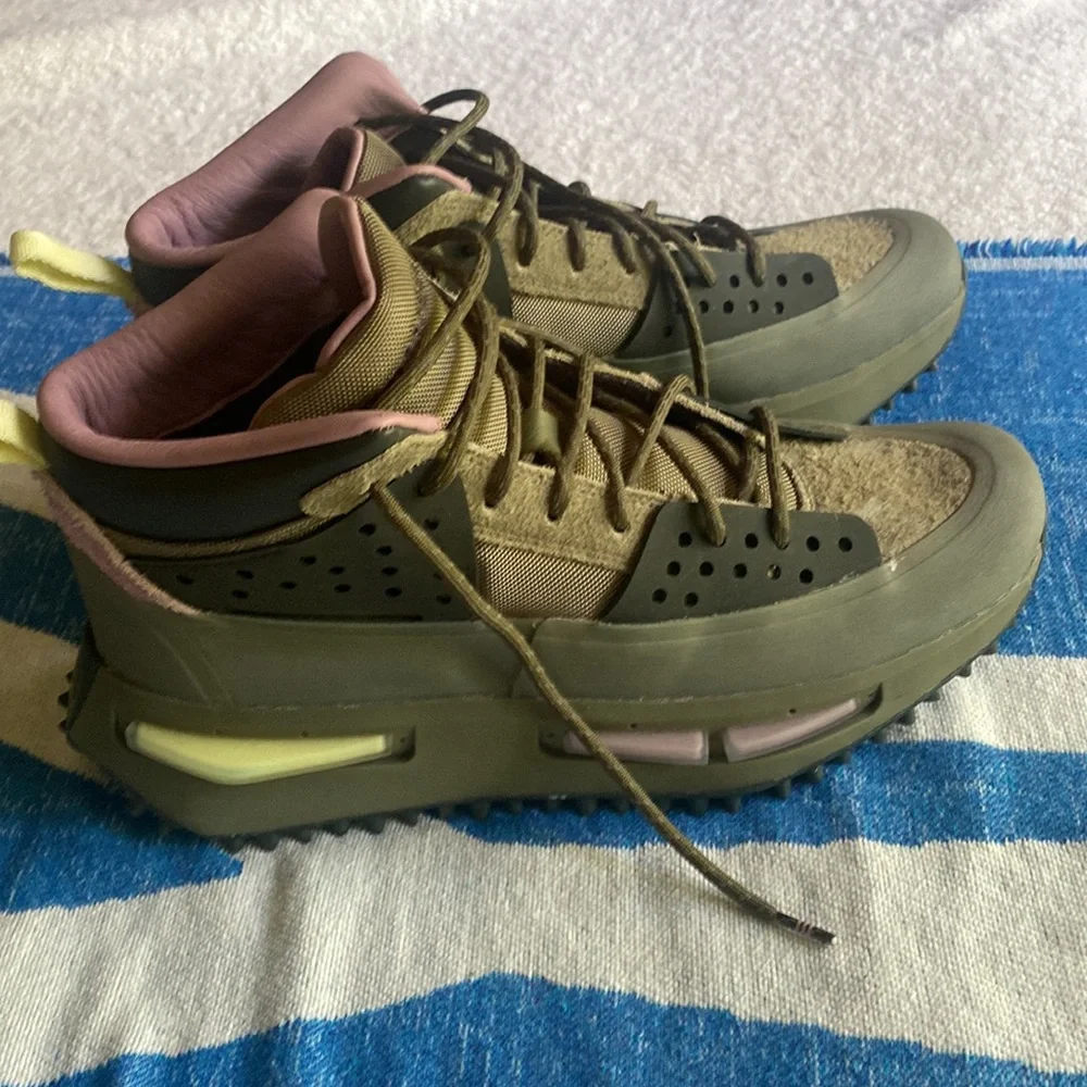 adidas Men's Olive Green and Pink High-Top Sneakers